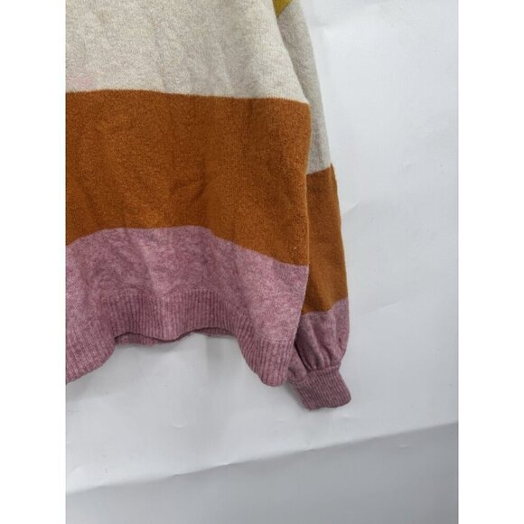 Madewell Wool Blend Striped Sweater Women Small Multicolor Balloon Sleeve Alpaca - Picture 9 of 10